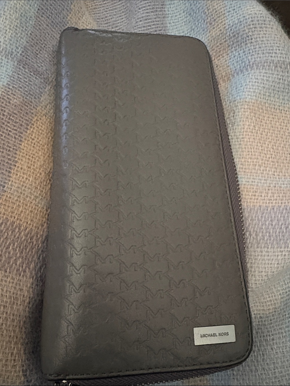 Michael Kors Men's Gray Embossed Zip Wallet